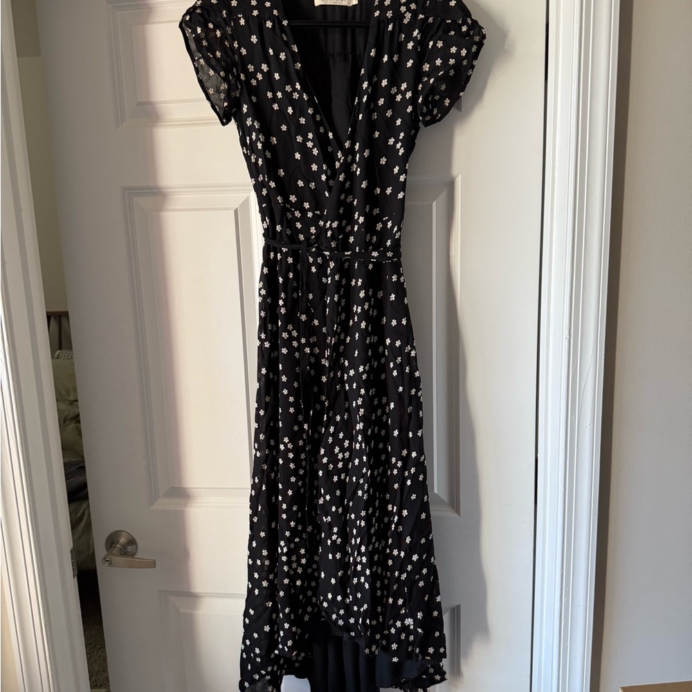 Christy Dawn Black and White Floral Wrap Dress